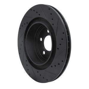 R1 06-23 Dodge Charger Rear Left Drilled & Slotted Black Brake Rotor