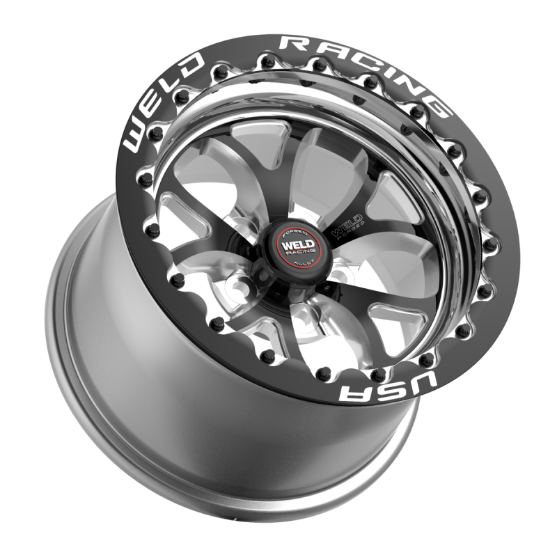 Weld S76 Beadlock 15x8/5x114.3/5.5 BS/3.18 HB - Black Center - Polished Shell - Black SBL MT Wheel