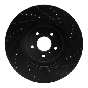 R1 08-25 Infiniti QX70 Front Left Drilled & Slotted Black Brake Rotor