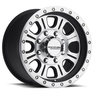 Raceline 928M Monster 17x9in / 6x139.7 BP / 0mm Offset / 107.95mm Bore - Black & Machined Wheel