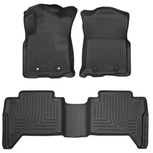 Husky Liners 16-17 Toyota Tacoma (M/T) Double Cab WeatherBeater Front & 2nd Row Floor Liners - Black