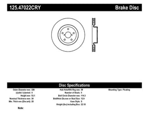 Stoptech 05-07 Subaru Impreza WRX Sti Front High Carbon CRYO-STOP Rotor