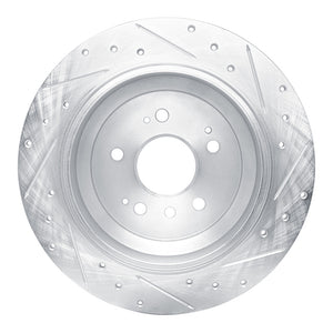 R1 16-25 Honda Pilot Rear Left Drilled & Slotted Silver Brake Rotor