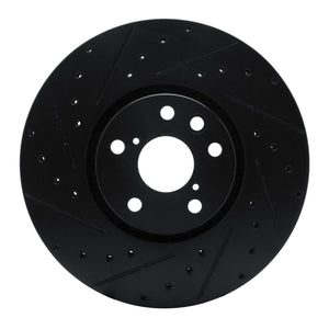 R1 06-20 Lexus GS350 Left Front Drilled & Slotted Black Brake Rotor