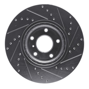R1 09-23 Nissan 370Z Front Left Drilled & Slotted Silver Brake Rotor