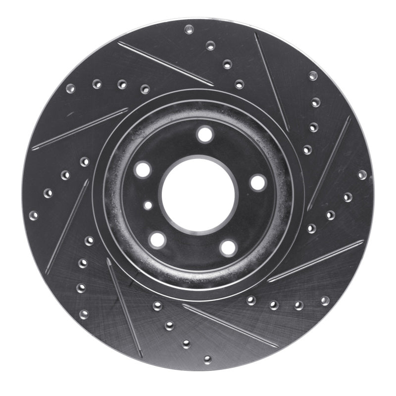 R1 09-23 Nissan 370Z Front Left Drilled & Slotted Silver Brake Rotor