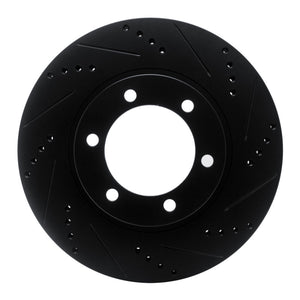 R1 03-09 Lexus GX470 Front Right Drilled & Slotted Black Brake Rotor