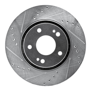 R1 09-15 Mitsubishi Lancer Front Left Drilled & Slotted Silver Brake Rotor