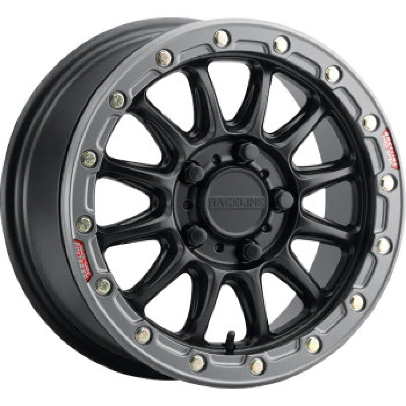 Raceline A14BG Alpha 15x10in/6x139.7 BP/25mm Offset/78.1mm Bore- Blk & Gunmetal Ring Beadlock Wheel