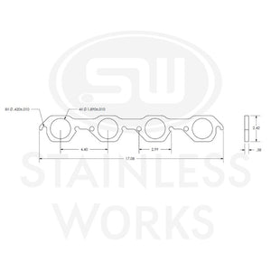 Stainless Works SBF AFR 225 Head Round Port Header 304SS Exhaust Flanges 1-7/8in Primaries