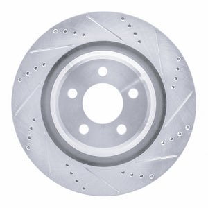 R1 05-23 Chrysler 300 Rear Right Drilled & Slotted Silver Brake Rotor