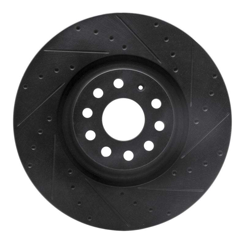 R1 2022+ Volkswagen GTI Mk 8 Front Right Drilled & Slotted Black Brake Rotor