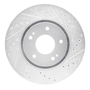 R1 09-15 Mitsubishi Lancer Front Right Drilled & Slotted Silver Brake Rotor