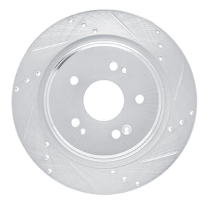 R1 15-25 Acura ADX Rear Right Drilled & Slotted Silver Brake Rotor