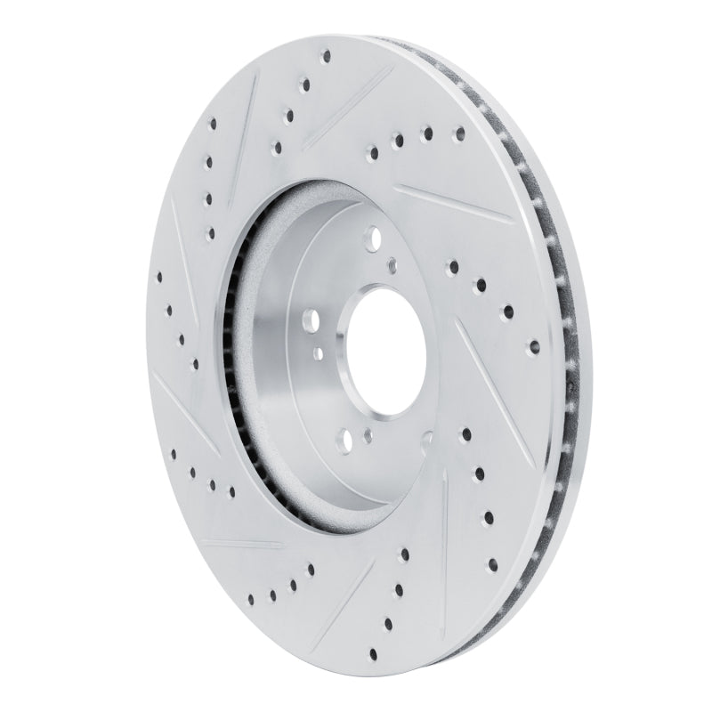 R1 2013-2025 Acura ILX Front Right Drilled & Slotted Silver Brake Rotor