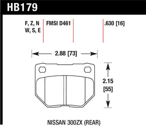 Hawk 2/1989-1996 Nissan 300ZX Base (Excl. Turbo) HPS 5.0 Rear Brake Pads
