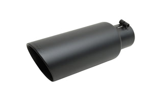 Gibson Round Dual Wall Slash-Cut Tip - 5in OD/4in Inlet/12in Length - Black Ceramic
