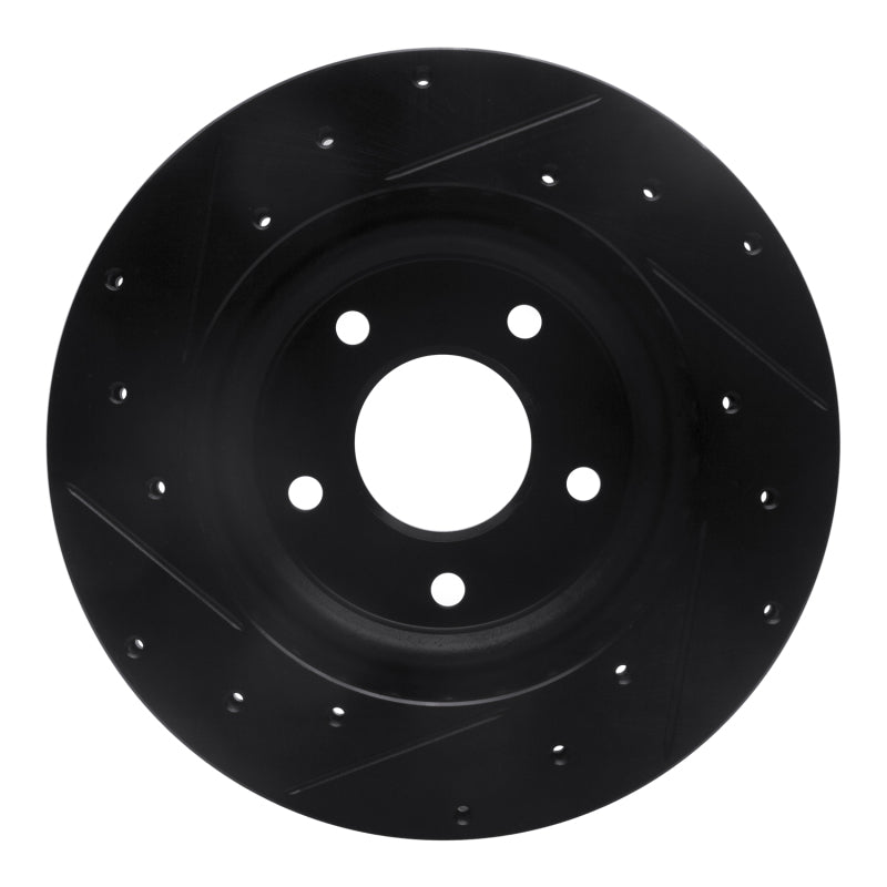 R1 07-25 Chrysler 200 Front Right Drilled & Slotted Black Brake Rotor
