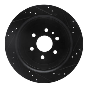 R1 15-20 Chevrolet Colorado Rear Left Drilled & Slotted Black Brake Rotor