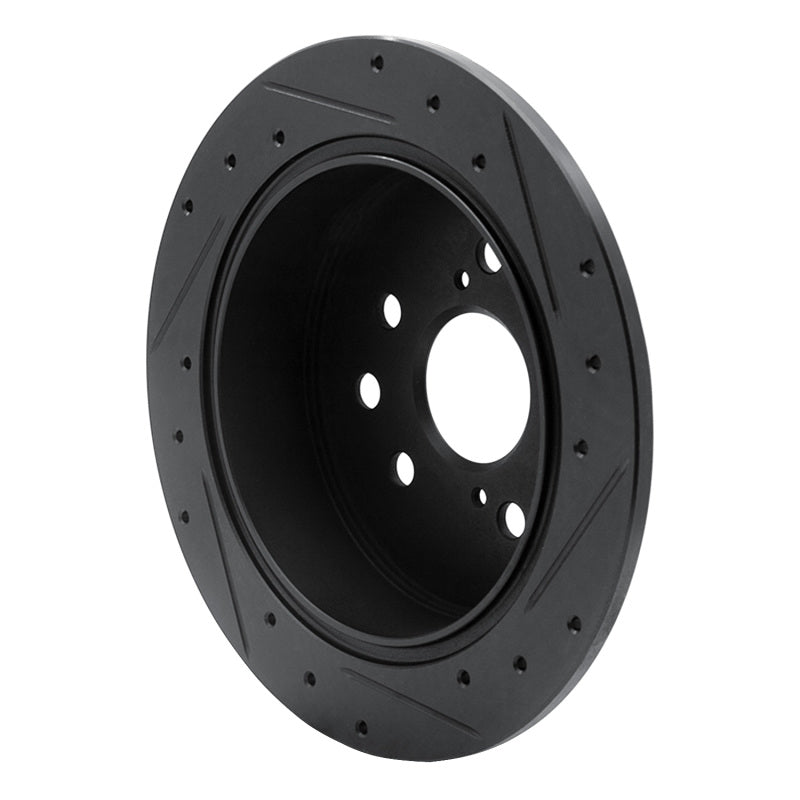 R1 06-15 Lexus IS250 Rear Left Drilled & Slotted Black Brake Rotor