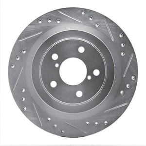 R1 05-09 Subaru Impreza Rear Right Drilled & Slotted Silver Brake Rotor