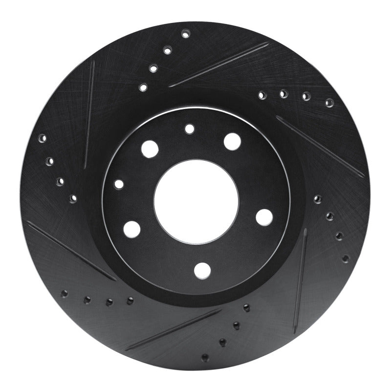 R1 19-25 Mazda CX-30 Front Left Drilled & Slotted Black Brake Rotor
