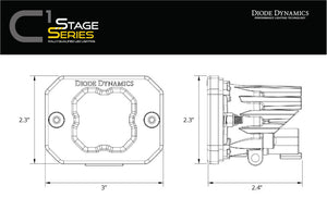 Diode Dynamics Stage Series C1 LED Pod Sport - White Flood Flush RBL (Pair)