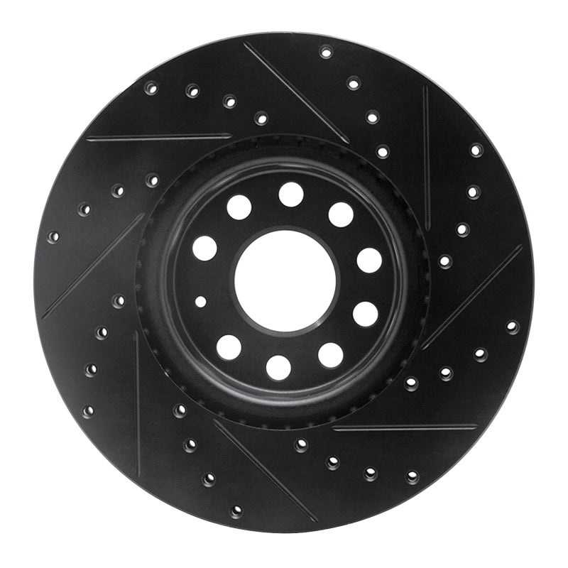 R1 2005-2025 Audi A3 Sportback E-Tron Front Left Drilled & Slotted Black Brake Rotor