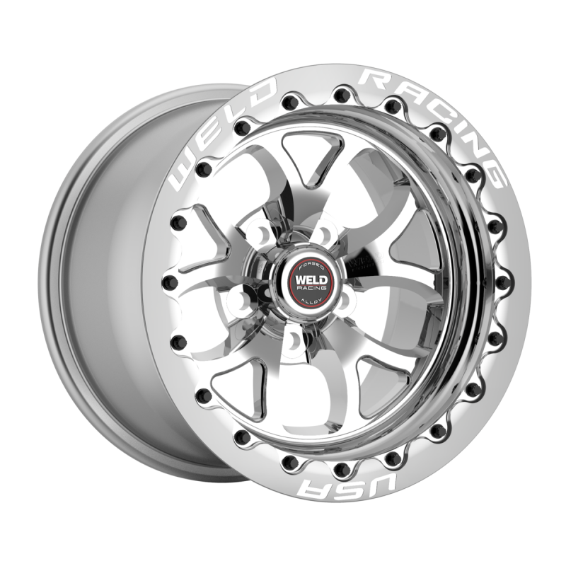 Weld S76 Beadlock 15x10/5x120.65/7.5 BS/3.18 HB-Polished Center-Polished Shell-Black SBL MT Wheel