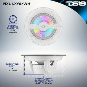 DS18 8in 2-Way 175 Watts RMS 4ohm Digital LED Lights Bullet Tweeter White