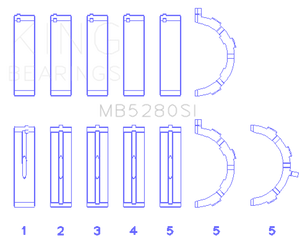 King Engine Bearings Ford 281CI/330CI 4.6L/5.4L V8 (Size +0.25) Main Bearing Set