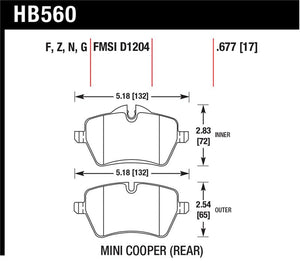 Hawk 05-06 JCW R53 Cooper S & 07+ R56 Cooper S HP+ Street Front Brake Pads