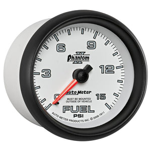 Autometer Phantom II 2-5/8in 0-15PSI Mechanical Fuel Pressure Gauge