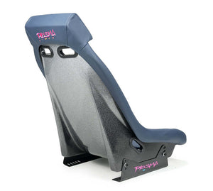 NRG GT Retro Bucket Seat - Navy PVC Leather Navy Stitching Silver Fiberglass Back w/ Glitter