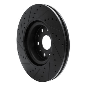 R1 14-25 Cadillac CT6 Front Right Drilled & Slotted Black Brake Rotor
