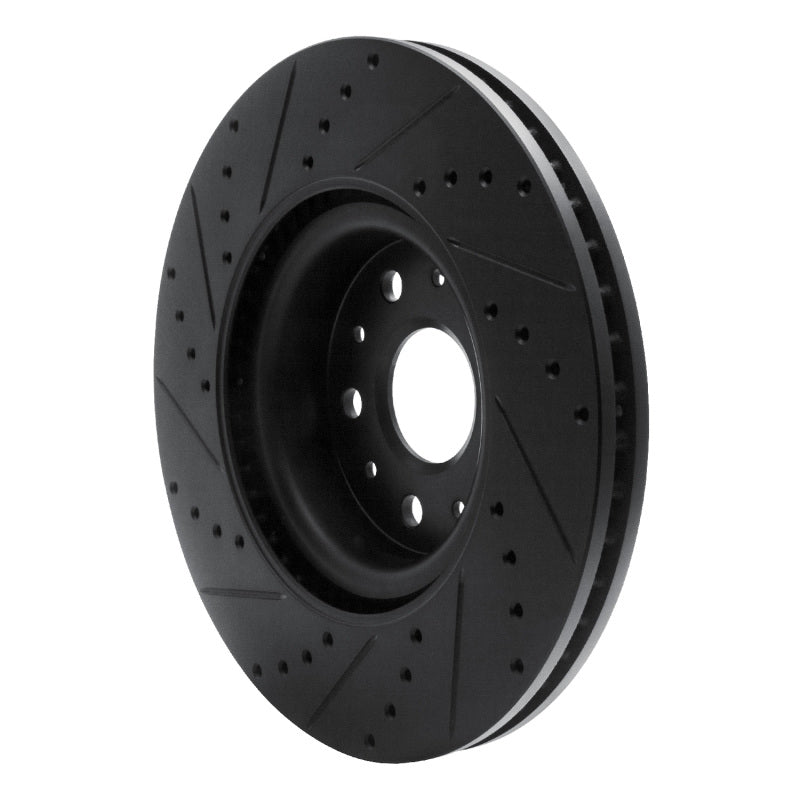 R1 14-25 Cadillac CT6 Front Right Drilled & Slotted Black Brake Rotor