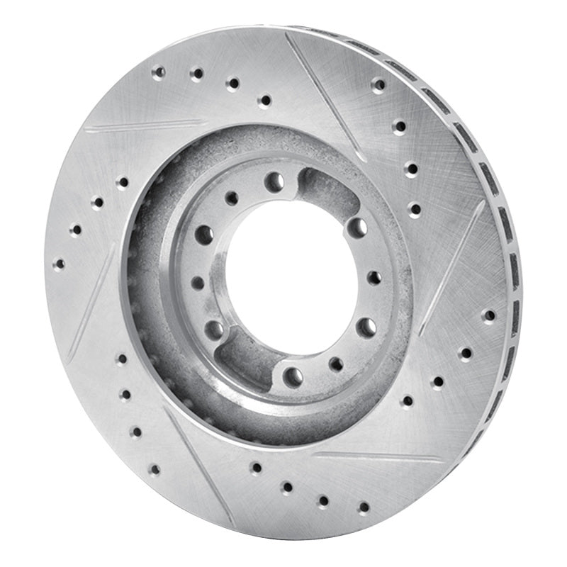 R1 90-04 Mitsubishi Montero Front Left Drilled & Slotted Silver Brake Rotor