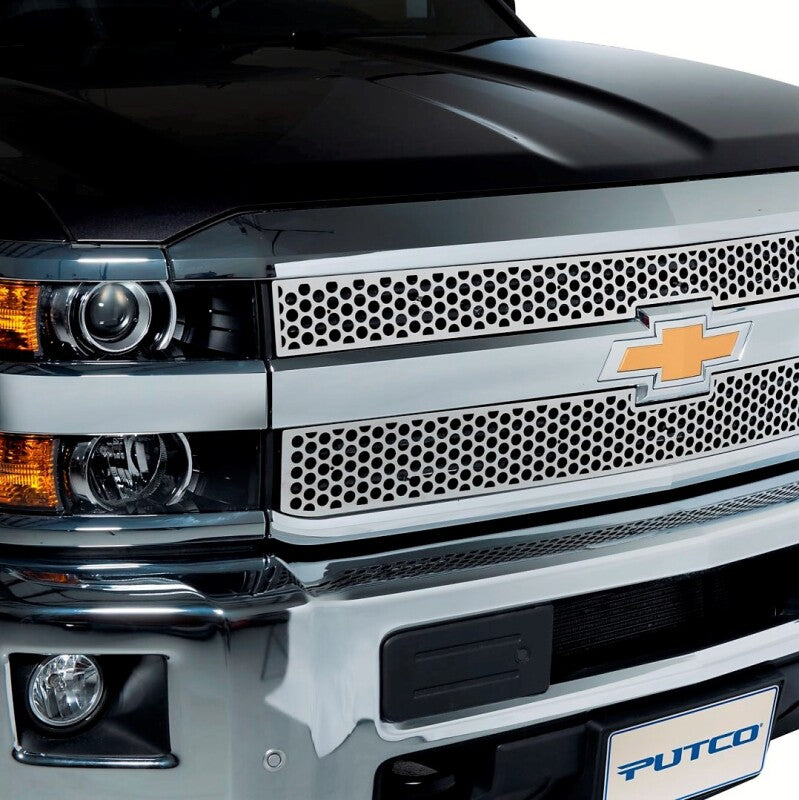 Putco 14-15 Chevy Silv LD - Fits LT Models w/ Blk OEM Honeycomb Grilles - Overlay Punch SS Grilles