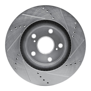 R1 03-06 Mitsubishi Lancer Rear Left Drilled & Slotted Silver Brake Rotor