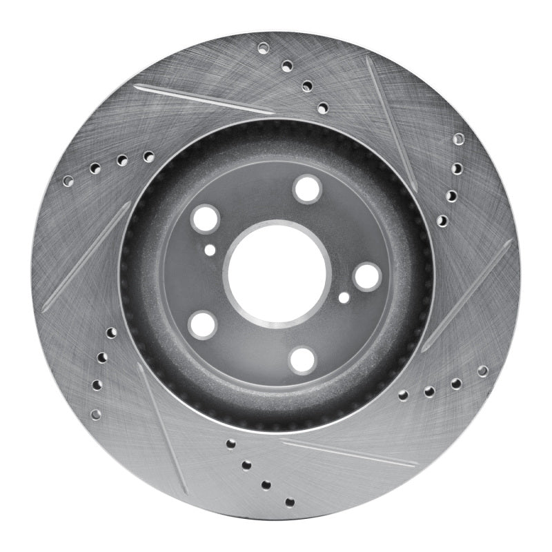 R1 03-06 Mitsubishi Lancer Rear Left Drilled & Slotted Silver Brake Rotor