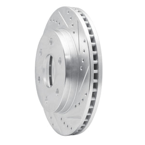 R1 90-04 Mitsubishi Montero Front Right Drilled & Slotted Silver Brake Rotor