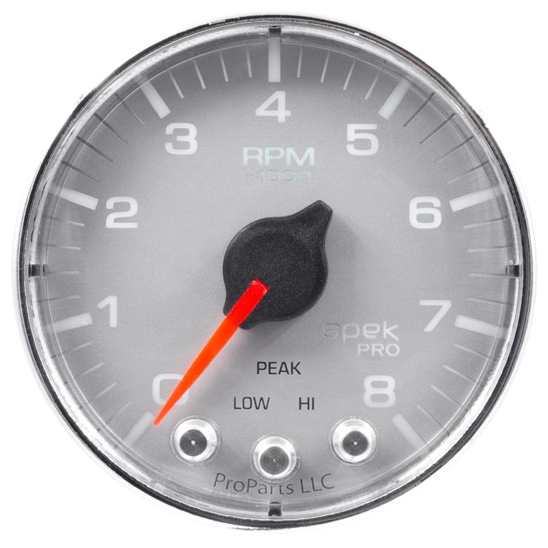 Autometer Spek-Pro Gauge Water Temp 2 1/16in 300f Stepper Motor W/Peak & Warn Slvr/Chrm