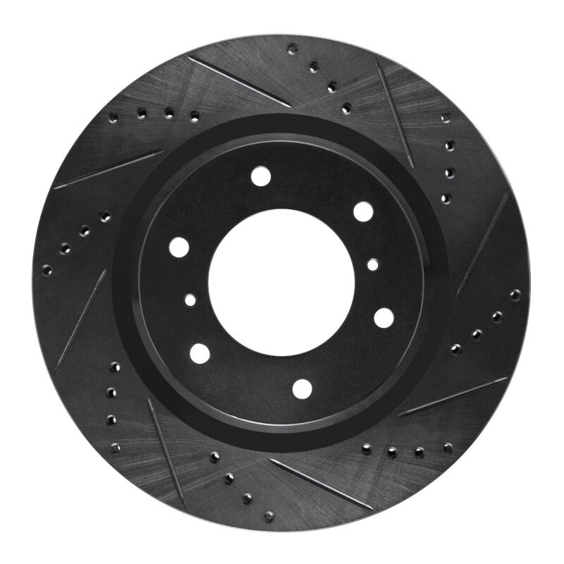 R1 08-17 Mitsubishi Montero Limited (Mexico) Front Right Drilled & Slotted Black Brake Rotor