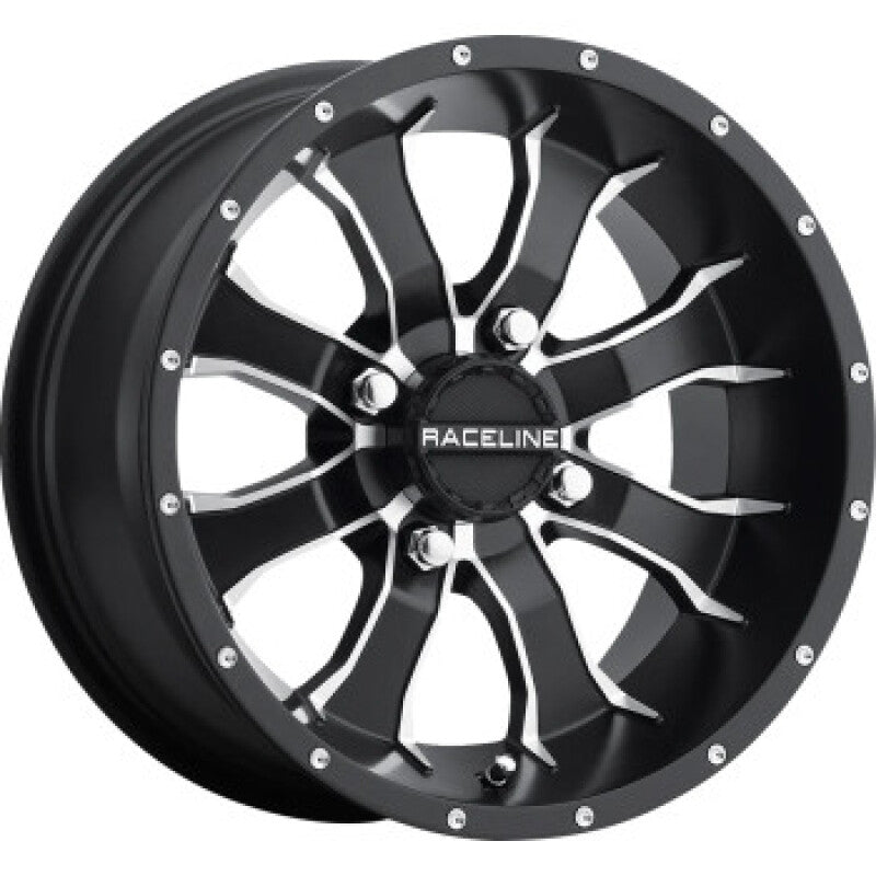 Raceline A77 Mamba 10x5in / 4x110 BP /3+2 18mm Offset / 83.8mm Bore - Black & Machined Wheel