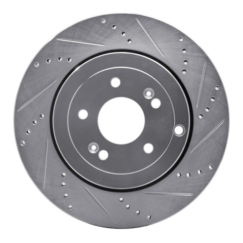 R1 10-16 Hyundai Genesis Coupe Rear Right Drilled & Slotted Silver Brake Rotor
