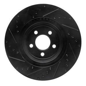 R1 09-23 Dodge Challenger Front Right Drilled & Slotted Black Brake Rotor