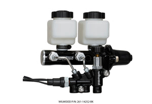 Wilwood Tandem Remote M/C Kit w L/H Bracket & Prop Valve - 1 1/8in Bore Black