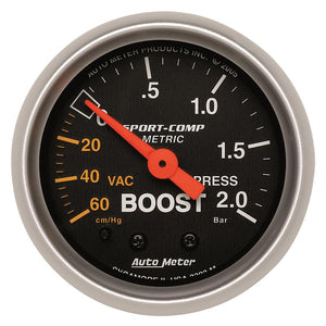 Autometer Sport-Comp 52mm 60cm/HG -2.0 Bar Mechanical Boost Gauge