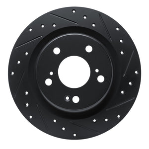 R1 17-25 Acura Integra Rear Right Drilled & Slotted Black Brake Rotor