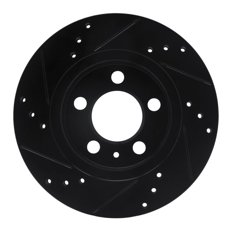 R1 00-06 Audi TT Quattro Rear Right Drilled & Slotted Black Brake Rotor